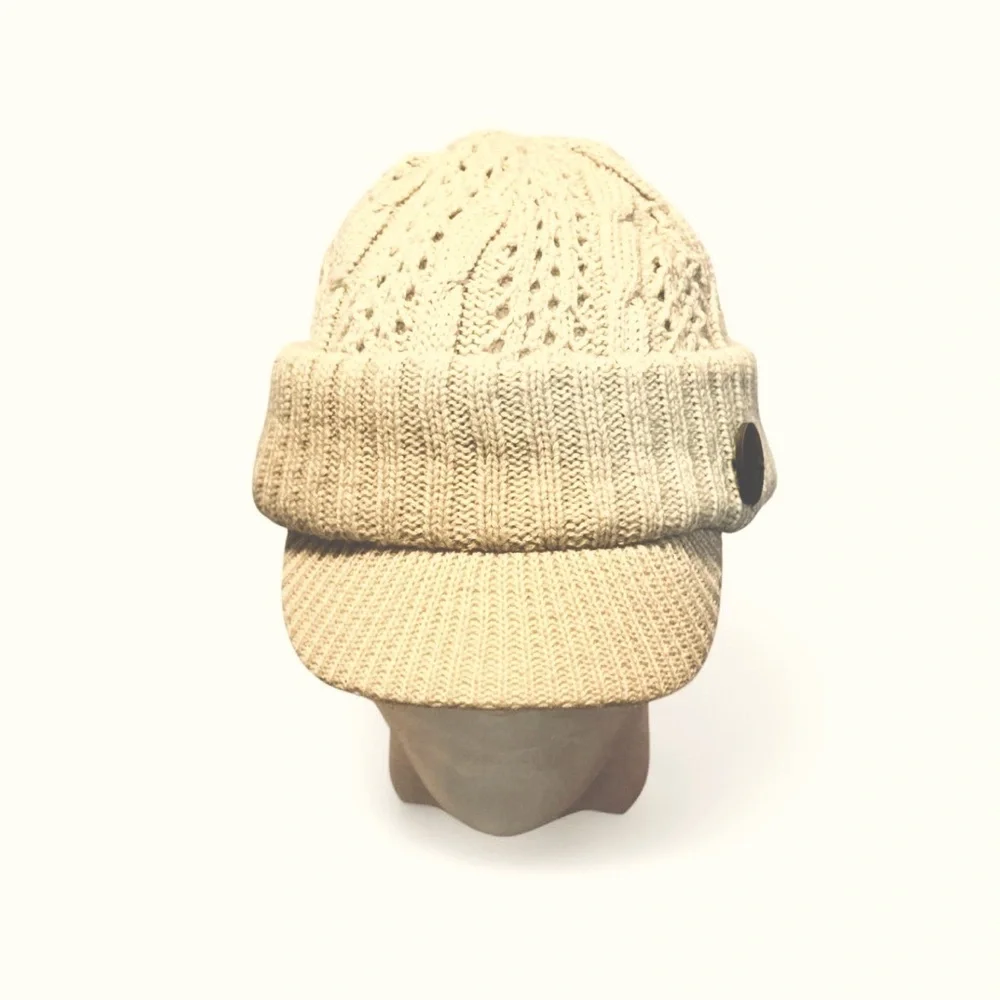 SCALA hand man Cream Knit Visor Beanie